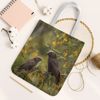 New Zealand Kaka Bird Tote Bag Kowhai Flower Landscape Style LT22 White Strap One Size Green - Polynesian Pride