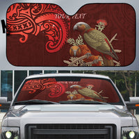 New Zealand Kaka Bird Personalised Auto Sun Shade Pohutukawa Matariki Maori Pattern LT22 Red - Polynesian Pride
