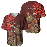 New Zealand Kaka Bird Personalised Baseball Jersey Pohutukawa Matariki Maori Pattern LT22 - Polynesian Pride