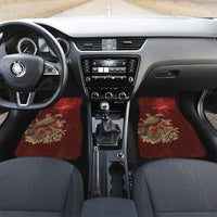 New Zealand Kaka Bird Personalised Car Mats Pohutukawa Matariki Maori Pattern LT22 Set 2pcs - Front Red - Polynesian Pride
