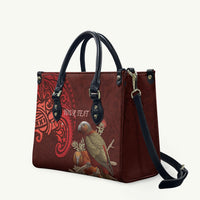 New Zealand Kaka Bird Personalised Leather Bag Pohutukawa Matariki Maori Pattern LT22 Red - Polynesian Pride