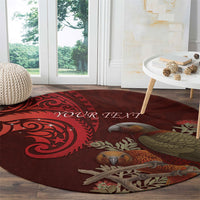 New Zealand Kaka Bird Personalised Round Carpet Pohutukawa Matariki Maori Pattern LT22 - Polynesian Pride