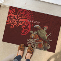 New Zealand Kaka Bird Personalised Rubber Doormat Pohutukawa Matariki Maori Pattern