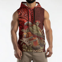 New Zealand Kaka Bird Personalised Sleeveless Hoodie Pohutukawa Matariki Maori Pattern LT22 - Polynesian Pride