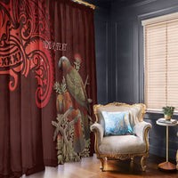 New Zealand Kaka Bird Personalised Window Curtain Pohutukawa Matariki Maori Pattern LT22 - Polynesian Pride