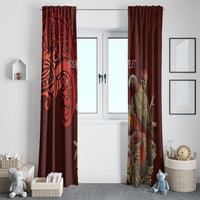 New Zealand Kaka Bird Personalised Window Curtain Pohutukawa Matariki Maori Pattern LT22 - Polynesian Pride