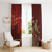 New Zealand Kaka Bird Personalised Window Curtain Pohutukawa Matariki Maori Pattern LT22 - Polynesian Pride