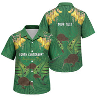 Personalised South Canterbury Anniversary Day Family Matching Short Sleeve Bodycon Dress and Hawaiian Shirt Kiwi Kowhai Silver Fern Maori Pattern LT22 Son's Shirt Green - Polynesian Pride