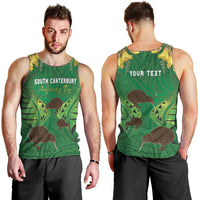 Personalised South Canterbury Anniversary Day Men Tank Top Kiwi Kowhai Silver Fern Maori Pattern LT22 - Polynesian Pride