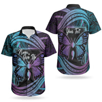 Personalised Polynesia Suicide Prevention Month Couples Matching Tank Maxi Dress and Hawaiian Shirt Semicolon Butterfly Never Give Up Polynesian Pattern LT22 - Polynesian Pride