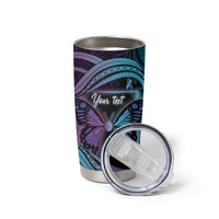 Personalised Polynesia Suicide Prevention Month Tumbler Cup Semicolon Butterfly Never Give Up Polynesian Pattern LT22 - Polynesian Pride