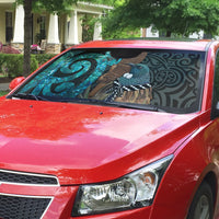 New Zealand Tui Bird Wahaika Auto Sun Shade Maori Weapon Paua Shell Koru Pattern LT22 - Polynesian Pride