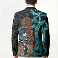 New Zealand Tui Bird Wahaika Blazer Maori Weapon Paua Shell Koru Pattern LT22 - Polynesian Pride