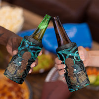 New Zealand Tui Bird Wahaika 4 in 1 Can Cooler Tumbler Maori Weapon Paua Shell Koru Pattern LT22 - Polynesian Pride