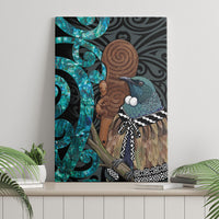 New Zealand Tui Bird Wahaika Canvas Wall Art Maori Weapon Paua Shell Koru Pattern LT22 - Polynesian Pride