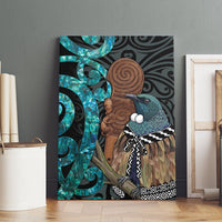 New Zealand Tui Bird Wahaika Canvas Wall Art Maori Weapon Paua Shell Koru Pattern LT22 - Polynesian Pride