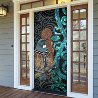 New Zealand Tui Bird Wahaika Door Cover Maori Weapon Paua Shell Koru Pattern LT22 - Polynesian Pride