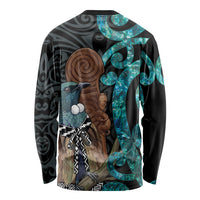 New Zealand Tui Bird Wahaika Long Sleeve Shirt Maori Weapon Paua Shell Koru Pattern LT22 - Polynesian Pride