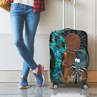 New Zealand Tui Bird Wahaika Luggage Cover Maori Weapon Paua Shell Koru Pattern LT22 - Polynesian Pride