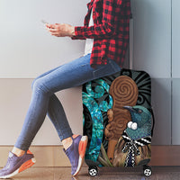 New Zealand Tui Bird Wahaika Luggage Cover Maori Weapon Paua Shell Koru Pattern LT22 - Polynesian Pride