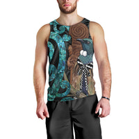 New Zealand Tui Bird Wahaika Men Tank Top Maori Weapon Paua Shell Koru Pattern LT22 - Polynesian Pride