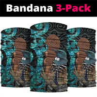 New Zealand Tui Bird Wahaika Neck Gaiter Maori Weapon Paua Shell Koru Pattern LT22 package One Size: 25*50cm Black - Polynesian Pride