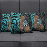 New Zealand Tui Bird Wahaika Pillow Cover Maori Weapon Paua Shell Koru Pattern LT22 - Polynesian Pride