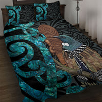 New Zealand Tui Bird Wahaika Quilt Bed Set Maori Weapon Paua Shell Koru Pattern LT22 Black - Polynesian Pride