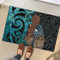New Zealand Tui Bird Wahaika Rubber Doormat Maori Weapon Paua Shell Koru Pattern LT22 - Polynesian Pride