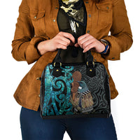 New Zealand Tui Bird Wahaika Shoulder Handbag Maori Weapon Paua Shell Koru Pattern LT22 - Polynesian Pride