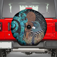 New Zealand Tui Bird Wahaika Spare Tire Cover Maori Weapon Paua Shell Koru Pattern LT22 - Polynesian Pride