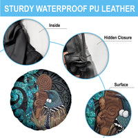 New Zealand Tui Bird Wahaika Spare Tire Cover Maori Weapon Paua Shell Koru Pattern LT22 - Polynesian Pride