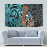New Zealand Tui Bird Wahaika Tapestry Maori Weapon Paua Shell Koru Pattern LT22 - Polynesian Pride