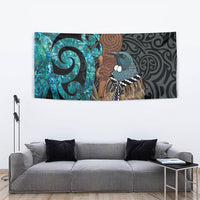 New Zealand Tui Bird Wahaika Tapestry Maori Weapon Paua Shell Koru Pattern LT22 - Polynesian Pride