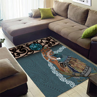 New Zealand Tui Bird Maripi Area Rug Maori Weapon Kowhaiwhai Pattern LT22 - Polynesian Pride