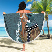 New Zealand Tui Bird Maripi Beach Blanket Maori Weapon Kowhaiwhai Pattern LT22 - Polynesian Pride