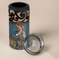 New Zealand Tui Bird Maripi 4 in 1 Can Cooler Tumbler Maori Weapon Kowhaiwhai Pattern LT22 - Polynesian Pride