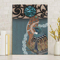 New Zealand Tui Bird Maripi Canvas Wall Art Maori Weapon Kowhaiwhai Pattern LT22 Without Frame Slate Blue - Polynesian Pride