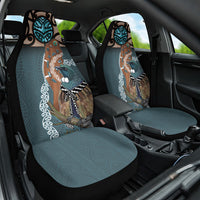New Zealand Tui Bird Maripi Car Seat Cover Maori Weapon Kowhaiwhai Pattern LT22 One Size Slate Blue - Polynesian Pride