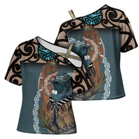 New Zealand Tui Bird Maripi Cross Shoulder Shirt Maori Weapon Kowhaiwhai Pattern LT22 - Polynesian Pride