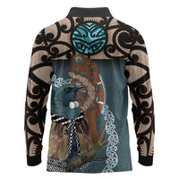 New Zealand Tui Bird Maripi Long Sleeve Polo Shirt Maori Weapon Kowhaiwhai Pattern LT22 - Polynesian Pride