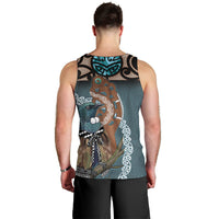 New Zealand Tui Bird Maripi Men Tank Top Maori Weapon Kowhaiwhai Pattern LT22 - Polynesian Pride