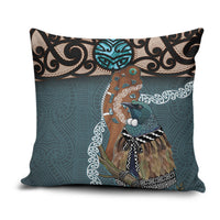 New Zealand Tui Bird Maripi Pillow Cover Maori Weapon Kowhaiwhai Pattern LT22 Slate Blue - Polynesian Pride