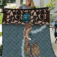 New Zealand Tui Bird Maripi Quilt Maori Weapon Kowhaiwhai Pattern LT22 Slate Blue - Polynesian Pride