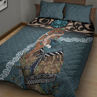 New Zealand Tui Bird Maripi Quilt Bed Set Maori Weapon Kowhaiwhai Pattern LT22 - Polynesian Pride