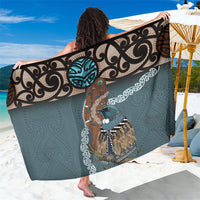New Zealand Tui Bird Maripi Sarong Maori Weapon Kowhaiwhai Pattern LT22 One Size 44 x 66 inches Slate Blue - Polynesian Pride
