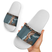 New Zealand Tui Bird Maripi Slide Sandals Maori Weapon Kowhaiwhai Pattern LT22 - Polynesian Pride