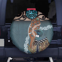 New Zealand Tui Bird Maripi Spare Tire Cover Maori Weapon Kowhaiwhai Pattern LT22 No hole Slate Blue - Polynesian Pride