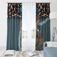 New Zealand Tui Bird Maripi Window Curtain Maori Weapon Kowhaiwhai Pattern LT22 - Polynesian Pride