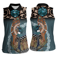 New Zealand Tui Bird Maripi Women Sleeveless Polo Shirt Maori Weapon Kowhaiwhai Pattern LT22 - Polynesian Pride